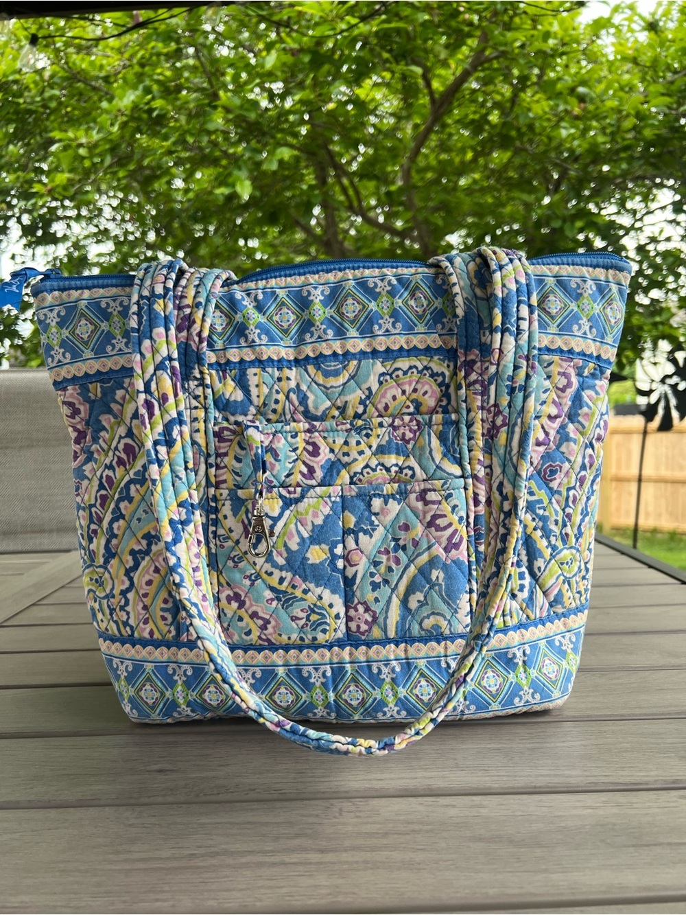 VERA BRADLEY Capri Blue Spring 2007 3 Pocket Villager Tote Floral